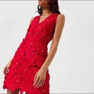 Michael Kors Floral Lace Dress Red